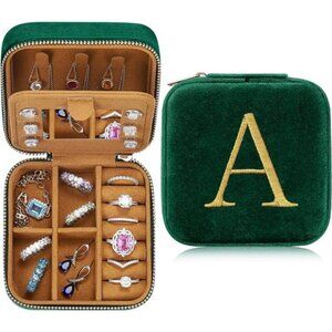Plush Velvet Jewelry Case Travel Jewelry Box Personalized Gift for Women Her